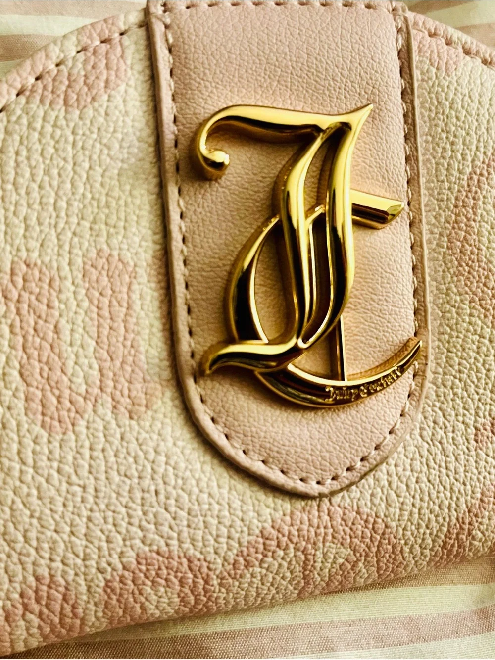 Juicy Couture Pale Pink Monogram Coin Wallet with Gold Logo